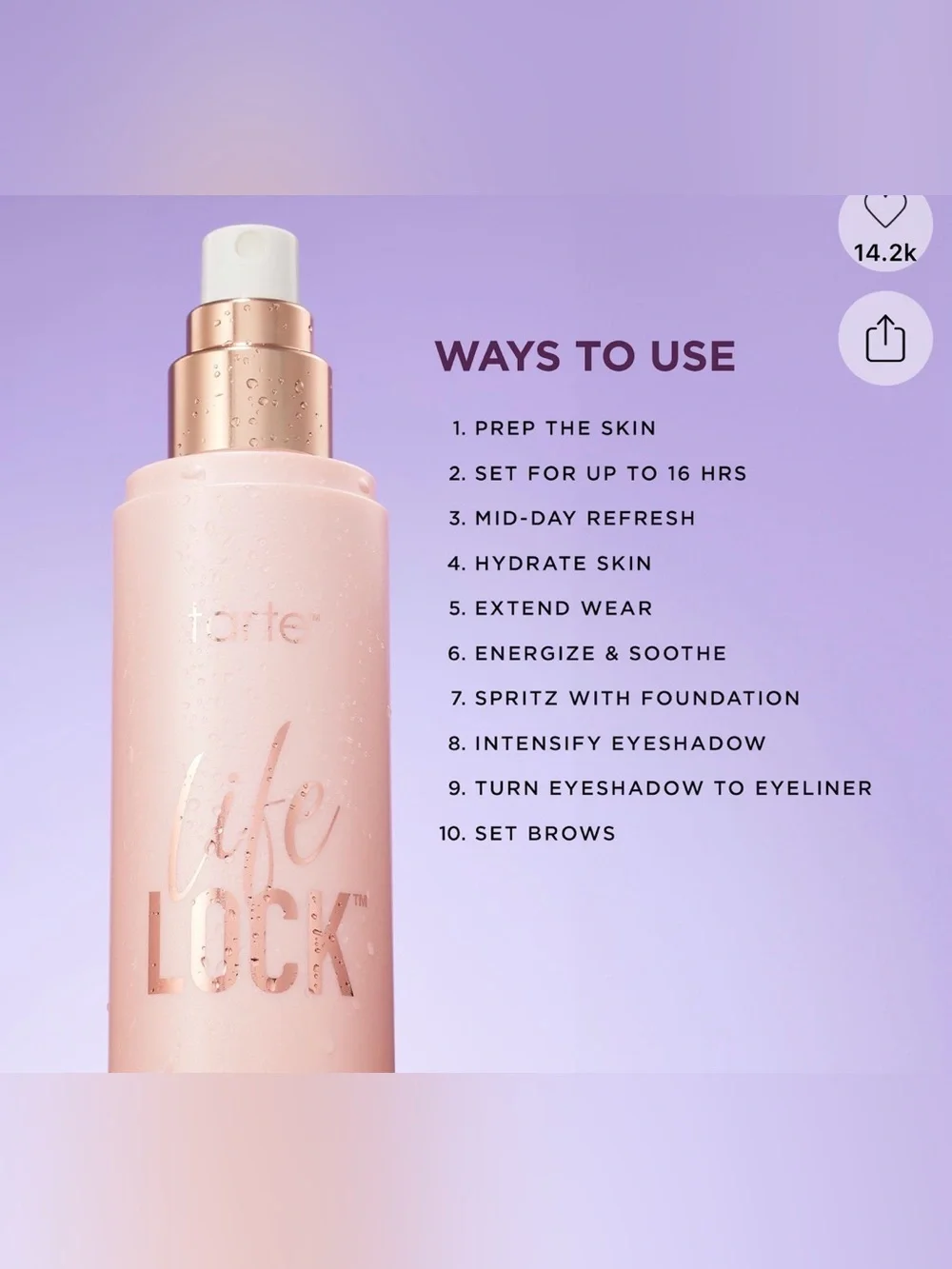 Tarte life lock waterproof setting spray
